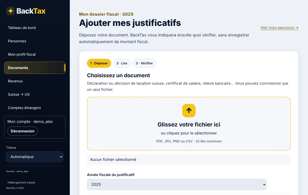 Fictional example — 1. Upload