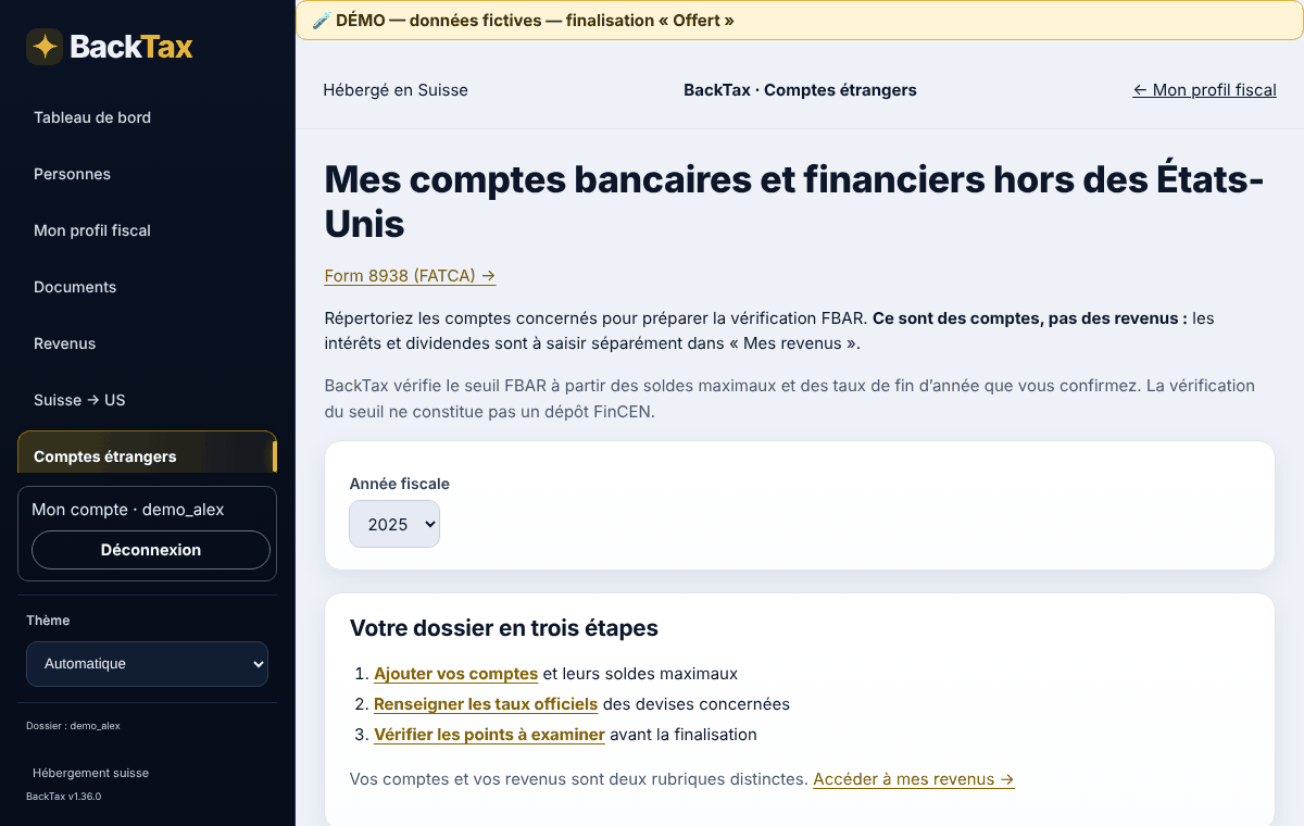 Fictional example — 6. FBAR check